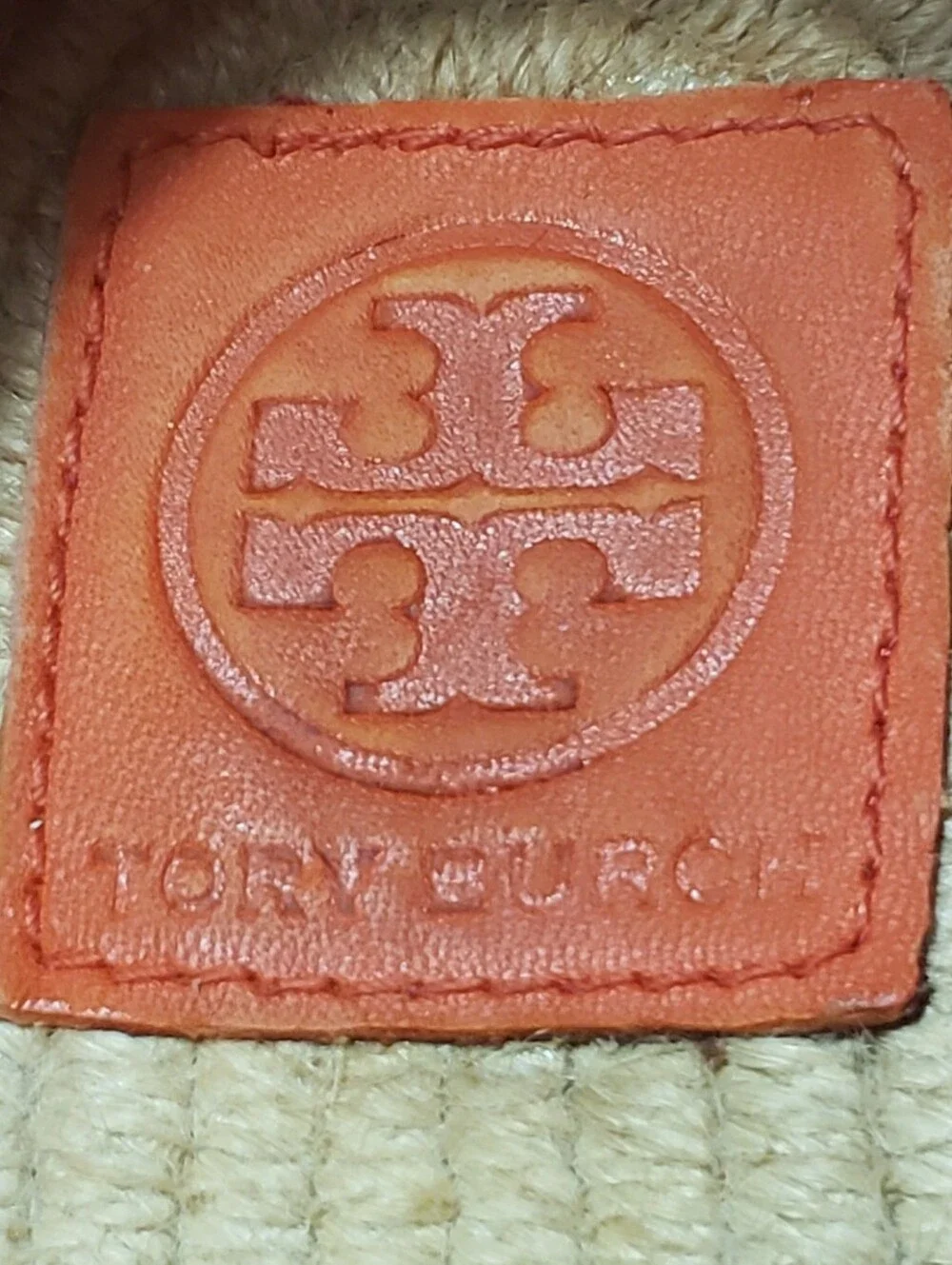 TORY BURCH Leather Perforated Logo Espadrilles Size 11M